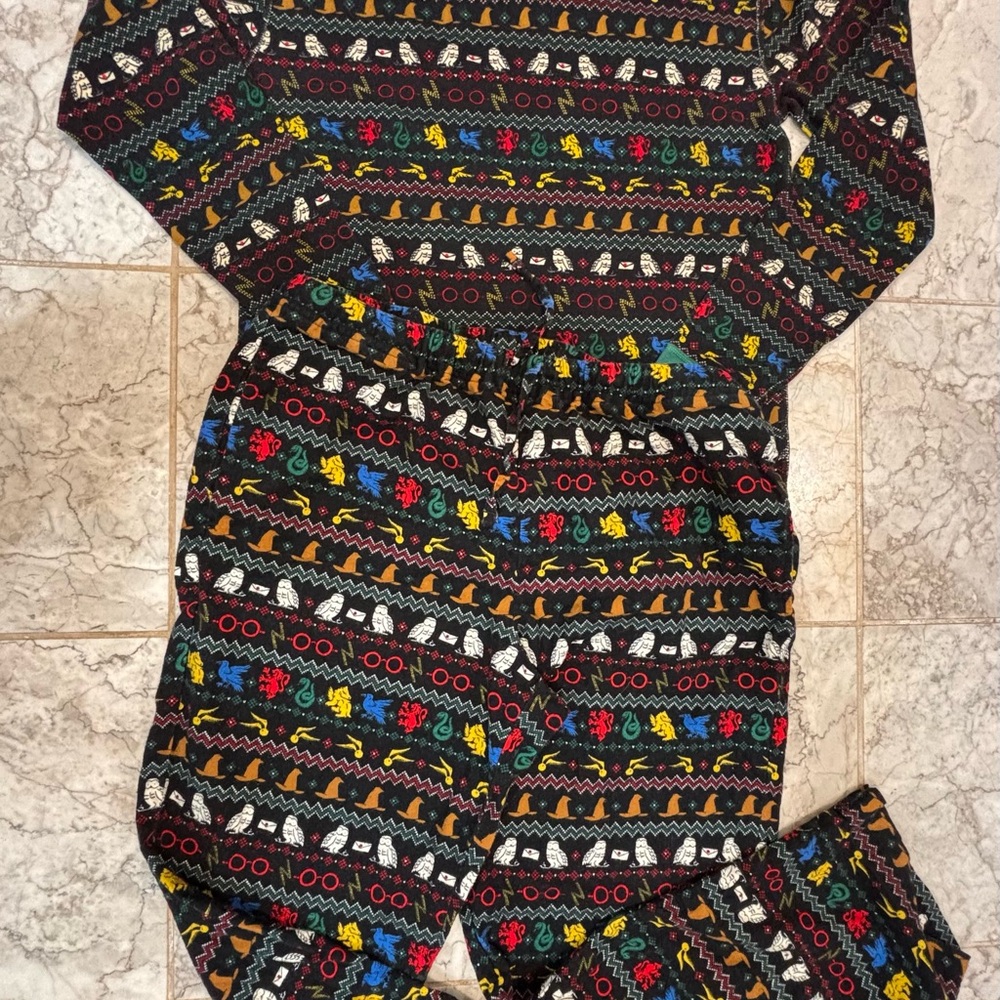 Hanna Andersson Harry Potter Black 2-Piece Pajamas Knit Top,Flannel Pants L